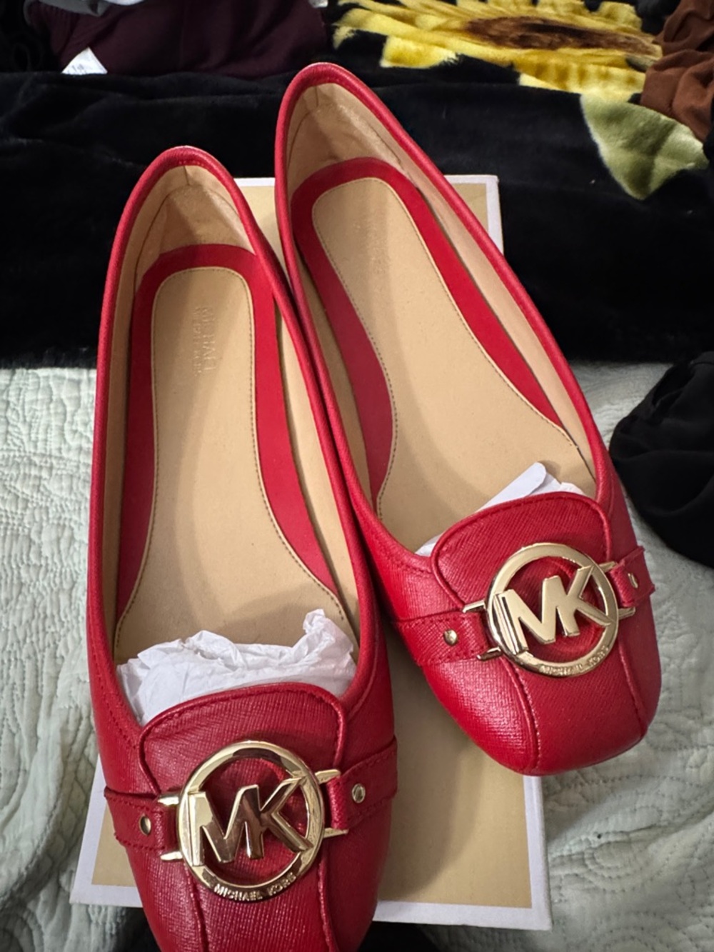 Michael Kors Red Leather MK Logo Loafers